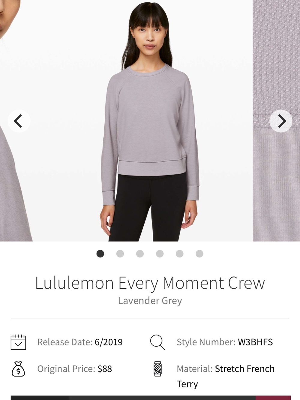lululemon athletica Every Moment Crew Sweater — Lavender Grey